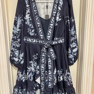 Beulah Navy and White Floral Dress (RARE)